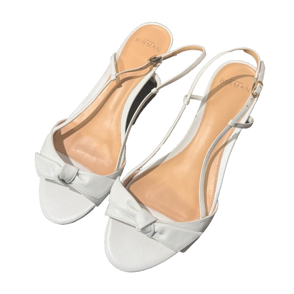 Alexandre Birman Clarita shoes white 39- 8.5 US slingback Flat Sandals front bow